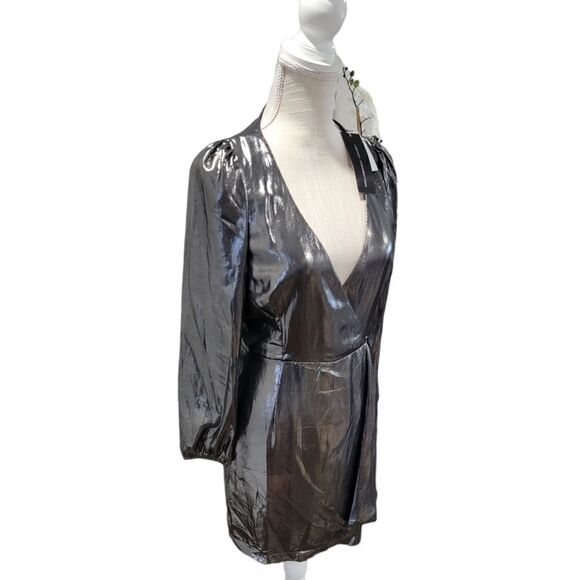 NWT FRENCH CONNECTION Draped Metallic Mini Dress 6 - Picture 7 of 8